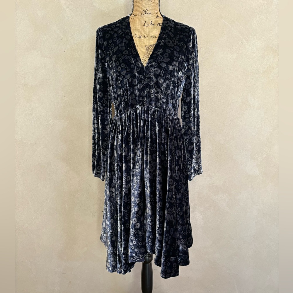Rebecca Taylor Liane velvet floral long sleeve dress